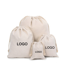 wholesale custom eco friendly organic cotton draw string bags printed logo reusable canvas small drawstring bag
